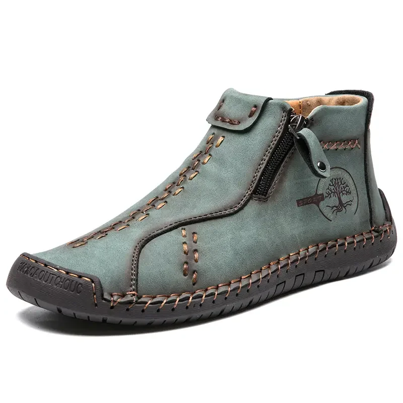 Handmade Leather Casual Shoes For Men Sneakers Men Flat Footwear Zipper ... - $58.73