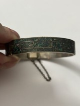 Vintage Taxco Mexico 1 Crushed Turqouse Hinged Bangle Bracelet Safety Ch... - £59.09 GBP