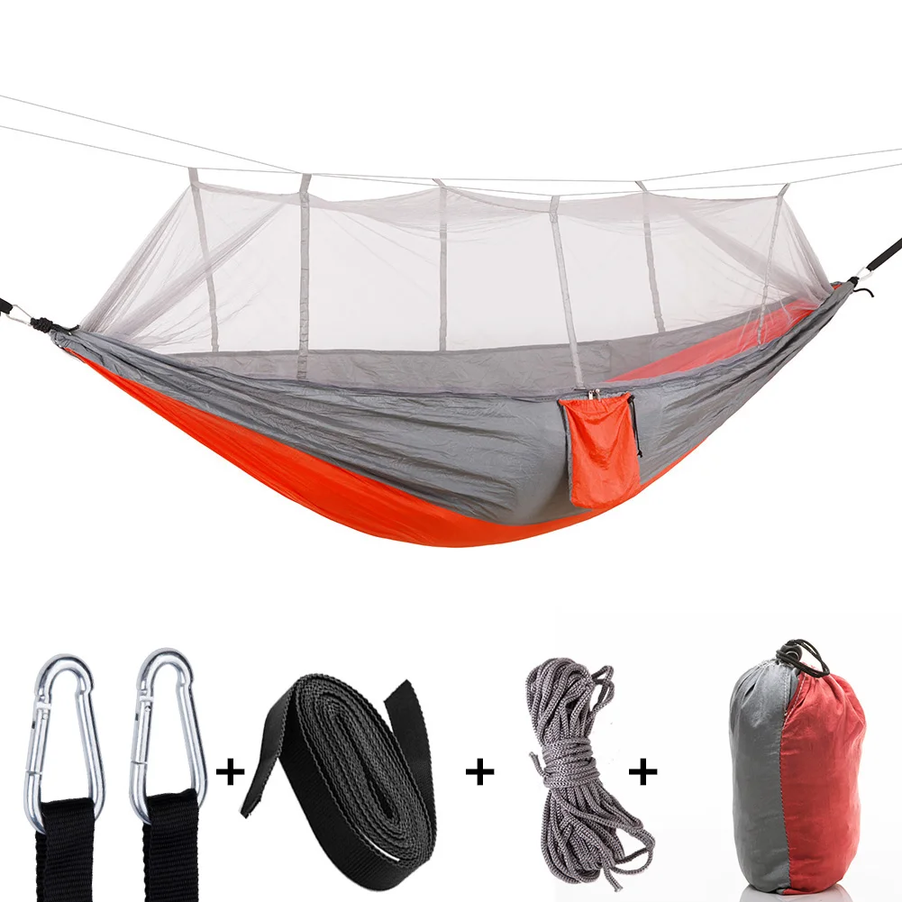 Fonoun Camping Hammock with Mosquito Net Tent Nylon for 2 Persons Breathable - £26.49 GBP