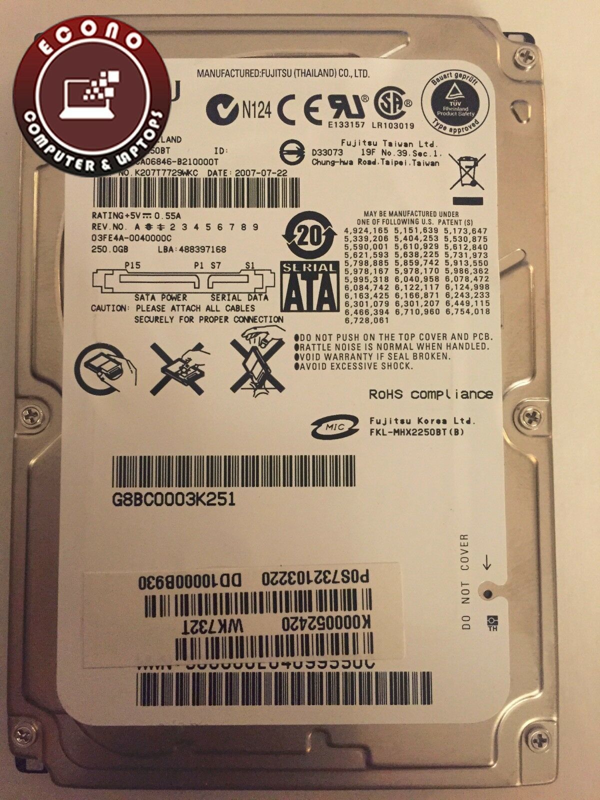 Fujitsu Digital 250GB 4200RPM SATA Laptop Hard Drive MHX2250BT CA06846-B... - $20.59