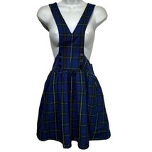 hot topic Blue Plaid School Girl Uniform Bib Suspender Skirt Size S - £14.86 GBP