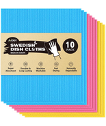 AIDEA Swedish Dish Cloth-10Pk, Swedish Dishcloths for Kitchen, Reusable ... - £8.40 GBP