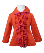Stella &amp; Stevie Ruffle Jacket Girls 4T Orange Pink Contrast Trim Unlined... - $23.56 CAD