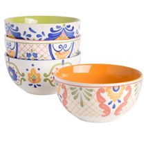 Laurie Gates Tierra 4 Piece 6 Inch Stoneware Cereal Bowl Set in Assorted... - $66.87