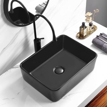 Karamag Rectangle Matte Black Ceramic Bathroom Sink,19&quot; X 15&quot; Above Counter - £81.60 GBP