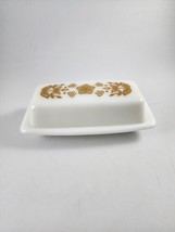 Vintage Pyrex Corning Butterfly Gold Milk Glass Butter Dish with Lid Corelle 2pc - £19.54 GBP