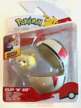 New Jazwares PKW3625 Pokemon Clip &#39;n&#39; Go Fidough+ Timer Ball Battle Figure Toy - $24.70