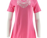 Women&#39;s Short Sleeve Shirt -Trapeze Hem, Embroidered, Knit Top  Azalea P... - $3.88