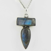 Solid 925 Sterling Silver Labradorite Pendant Necklace Women PSV-2221 - £26.77 GBP+