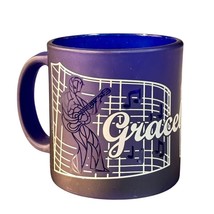 Frosted Cobalt Blue Graceland Music Notes Geometric Elvis Mug Cofee Tea - $14.99