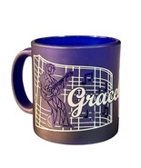 Frosted Cobalt Blue Graceland Music Notes Geometric Elvis Mug Cofee Tea - $14.99