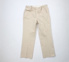 Vintage 70s LL Bean Mens 38x29 Distressed Side Buckle Wide Leg Chino Pants USA - £53.57 GBP