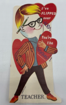 Valentines Day Vintage Greeting Card For Teacher Little Boy with Glasses 1950&#39;s - £6.00 GBP