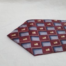Tie Geometric Rectangle Necktie 58&quot; Striped Pierre Cardin Burgundy Blue - £10.35 GBP