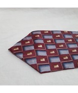 Tie Geometric Rectangle Necktie 58&quot; Striped Pierre Cardin Burgundy Blue - £10.17 GBP