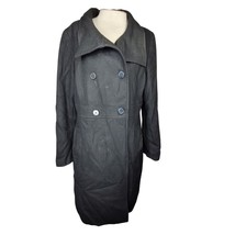 Black Wool Blend Pea Coat Size Large  - £35.61 GBP
