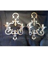 Vintage Pair of Two Wall Sconces Brass Metal Set Traditional Colonial Style - $1,412.48 MXN