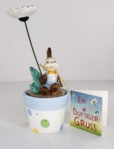 German Goebel Fragrant Greeting Flower Pot Figurine Rabbit White Floral ... - $54.99