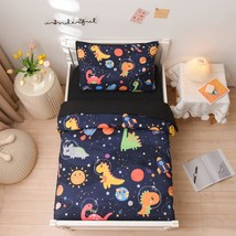 4 Pieces Toddler Bedding Set For Baby Girls Boys,Galaxy Space Dinosaur Pattern,  - £56.28 GBP