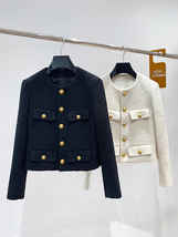 Autumn Winter Small Fragrant Tweed Jacket Coat Women Vintage Woolen Short Coats  - £95.91 GBP