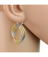 Tricolor Silver, Gold Hoop Earrings- United Elegance - $36.89 CAD