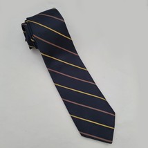Rhynecliffe Men Dress Silk Tie Navy Blue Yellow Stripes 3-1/4&quot; wide 56&quot; ... - $5.40