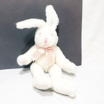 White Bunny Rabbit Pink Bow Stuffed Animal Plush 13&quot;  Kellogg Co.  1997 Sasco - £12.38 GBP