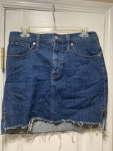 Madewell Denim Skirt 28 Rough Hem Mid Length - $297.85 MXN