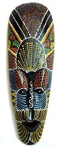 African Hand Carved Aboriginal DOT Art Wooden Tribal MASK Wall Decor - £23.25 GBP