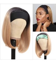 Headband Wigs for Black and White Women Blonde Wig Glueless Synthetic Short Bob  - £15.52 GBP