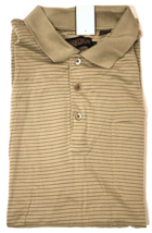 Donald Trump Signature Collection Khaki Army Green Stripe Polo Button Shirt L - £50.61 GBP