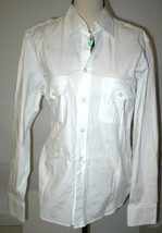 NWT New Womens L Designer PORT 57 White Top Blouse Button Down Dress Italy LS - £704.96 GBP