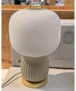IKEA PILBLIXT White/Light Green Glass Gold Metal Table Top Lamp Light - $134.63