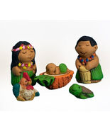 Handmade Unique Ceramic Nativity Set Hawaiian - Miniture Nativity Set of 6, 1" H - $28.70