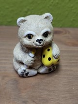 Artesania Rinconada Teddy Bear w Yellow Blanket holding Candle Stick Figurine - $39.59