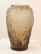 Vintage Indiana Glass Pecan Brown Tiara Empress Louvre Bird of Paradise Vase &#39;87 - £25.03 GBP