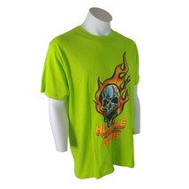 Hustle Gang Acid Lime Vengeance Skull and Flames Mens Graphic TShirt Size Large - £20.67 GBP