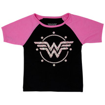 Wonder Woman Kids Bedazzled Symbol T-Shirt Black - £15.71 GBP