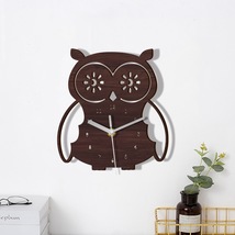 Owl Wall clock Creative wooden wall clock Children&#39;s bedroom decorative ... - $38.00