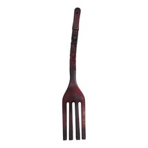 Vintage Hand-Carved Wooden Fork – Polynesian Tiki Totem Design – 23” Wal... - $33.00