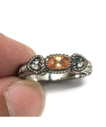 Stainless Steel Marcasite Style with Crystals Size 10 Women&#39;s Ring - $188.46 MXN