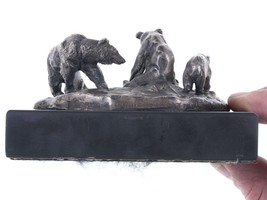 Charles M. Russell, Trigg Solid Sterling Silver Three Grizzly Bears Sculpture Li - £1,024.62 GBP