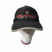 Budweiser Hat Cap Mens Strap Back Black Spellout Logo King of Beer Pecht Dist - $11.67