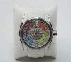 Izod IZS1/9 Men&#39;s White/Rainbow Luminous Analog Silicone SS Sports Watch... - £73.13 GBP