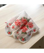 Vintage 1940&#39;s Red Floral Iris Blossom Print Hankie Handkerchief - €11,01 EUR