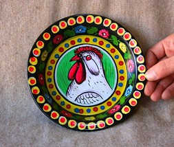 Pakistani Truck Art Style Decor. Plate Chicken Handpainted Ethnic Style. Boho Ps - £24.11 GBP