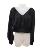 Gap Womens L Blouse Black Smocked Waist Long Balloon Sleeves Work Going ... - $413.58 MXN