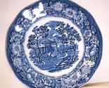 Liberty Blue Staffordshire Bread Plate Blue &amp; White Floral Rim Scenes in... - $14.84