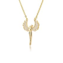 Wing Angel Necklaces Stainless Steel Gold Chain CZ Necklace For Women Wedding Ba - £19.95 GBP