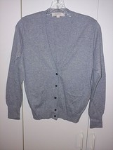 LOFT ANN TAYLOR THIN GRAY CARDIGAN SWEATER-LP-BARELY WORN-COTTON/VISCOSE... - $9.49